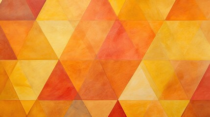 A geometric pattern of triangles in shades of orange and yellow creating a warm inviting effect