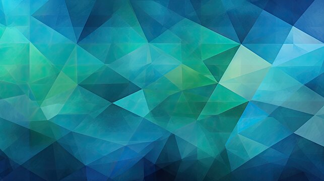 A geometric pattern of triangles in shades of blue and green creating a soothing effect