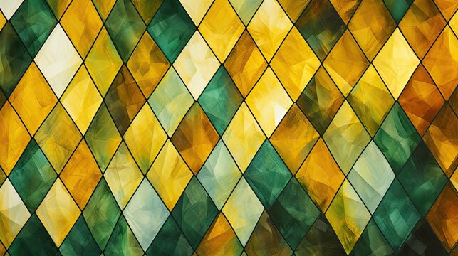 A grid of diamonds in shades of yellow and green