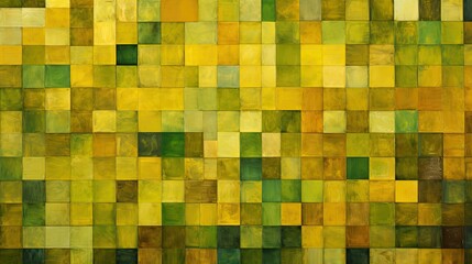 A grid of squares in shades of yellow and green