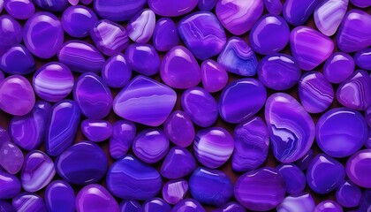 A lot of smooth purple agate stones background  - obrazy, fototapety, plakaty