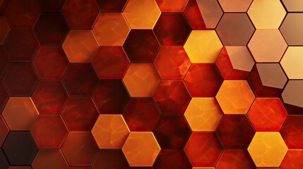 A hexagonal pattern with shades of orange and red