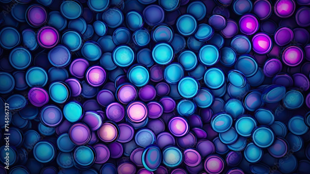 Wall mural a pattern of circles in shades of purple and blue