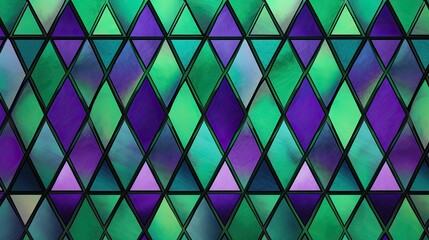 A pattern of diamonds in shades of green and purple
