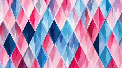 A pattern of diamonds in shades of pink and blue