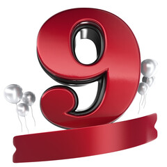 9 Anniversary Red 3D Render