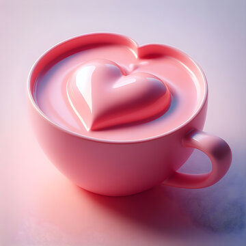 heart shaped cup of strawberry milk