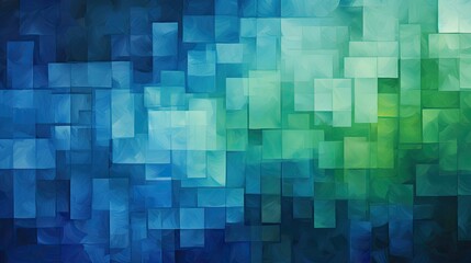 A pattern of squares in shades of blue and green