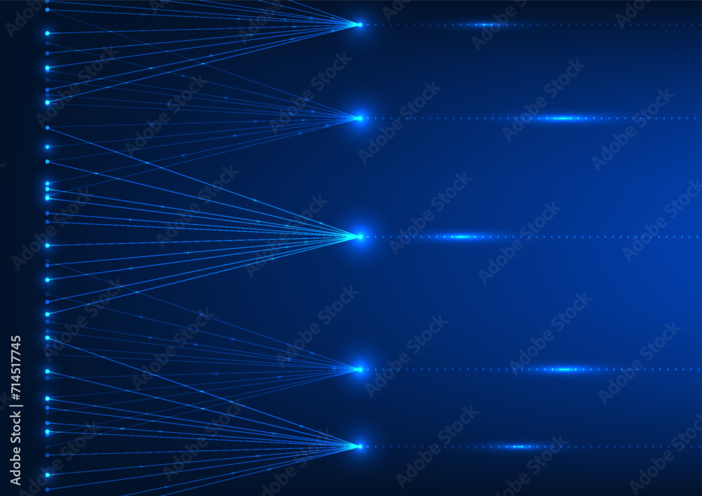 Poster big data technology the diverging and connecting lines represent the collection of digital data tran