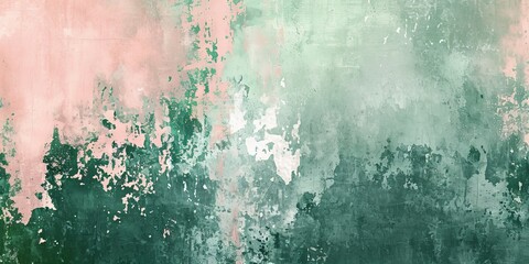 Grunge Background Texture in the Colors Blossom Pink, Pearl White & Dark Green created with Generative AI Technology - obrazy, fototapety, plakaty