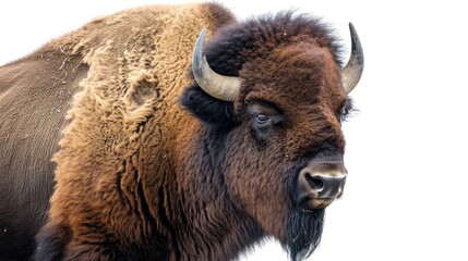 bison on isolated white background.