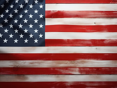 Wonderful Happy memorial day concept made from american flag on white wooden background