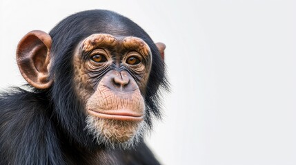 chimpanzee on isolated white background.