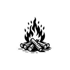 Vector Logo of a Crackling Fireplace. Evoking Coziness and Ambiance. Perfect for Logos, Branding, and Home Decor Businesses. High Quality Illustration, Isolated on a Clean Background.