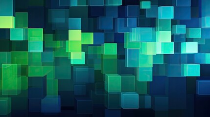 A geometric pattern of squares in shades of blue and green creating a clean effect