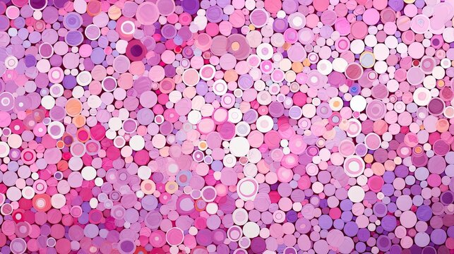 A geometric pattern of circles in shades of pink and purple creating a cheerful effect
