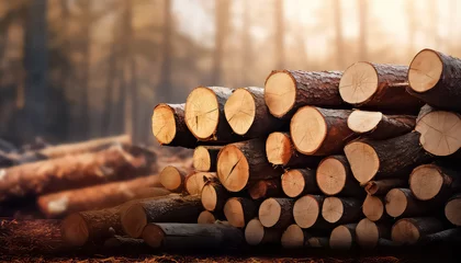 Raamstickers Felled log trees at the factory © terra.incognita