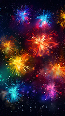 Fototapeta premium Holiday Fireworks: Night Lights Joy, created by AI