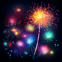 Naklejka premium Holiday Fireworks: Night Lights Joy, created by AI