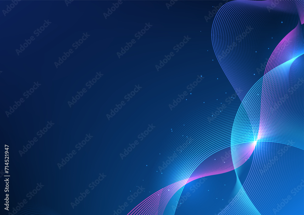 Poster abstract technology background the combination of particle points into overlapping waves. it represe