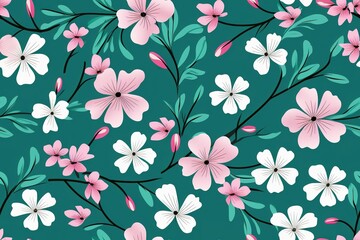 Amazing seamless floral pattern with bright colorful flowers and leaves on a white background. The elegant the template for fashion prints. Modern floral background. Folk style. Generative AI