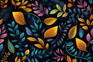 Modern tropical seamless pattern for textile, print, fabric. Stylized tropical leaves background. Generative AI