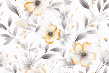 Fototapeta na wymiar Seamless floral pattern with watercolor indigo flowers. Perfect for textile design, wallpaper, cover design and more. Generative AI