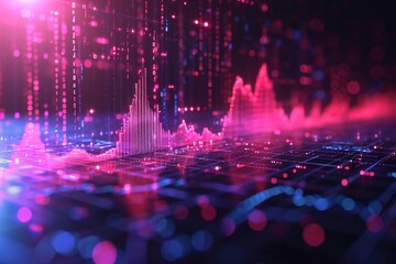 Stock market chart lines and financial graphs on technology abstract background, AI generated