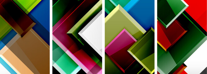 Color glass glossy square composition poster set for wallpaper, business card, cover, poster, banner, brochure, header, website