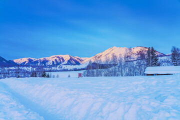 Winter Ski Resort and Snowy Mountains and Scenery in Xinjiang, China