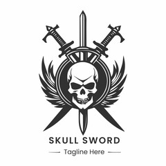 vector skull sword logo design