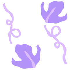 Leaf minimal abstract hand draw, purple color theme 
