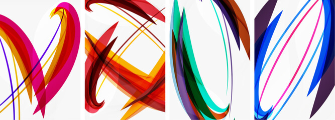 Colorful wave lines poster set for wallpaper, business card, cover, poster, banner, brochure, header, website