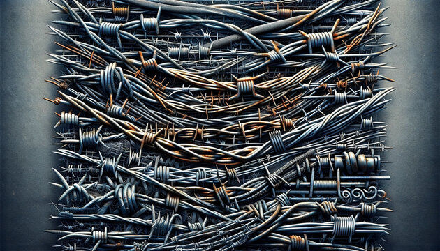 An image of a barbed wire texture background - Generative AI