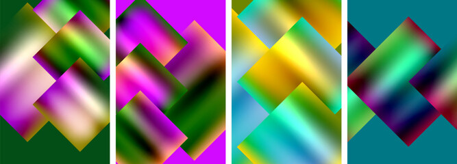 Colorful metal square abstract poster backgrounds