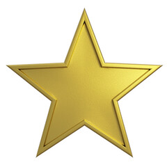 3D Illustration , gold star metal  isolated. on  transparent background .