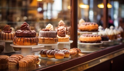 Pastry shop with pastries in focus - Powered by Adobe