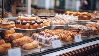 pastry shop, pastries in focus 