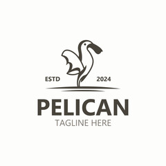 Obraz premium Pelican bird silhoutte vintage logo vector illustration template icon graphic design