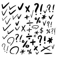 Hand drawing glyph on white background. Hand drawing glyph set.