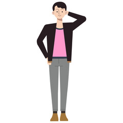 set of poses of people wearing cool pink clothes caucasian