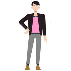 set of poses of people wearing cool pink clothes caucasian