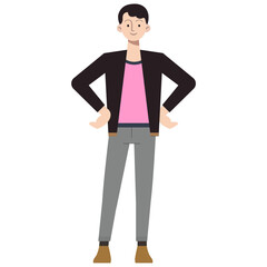set of poses of people wearing cool pink clothes caucasian