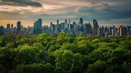 skyline of city view from tropical forest - landscape photography