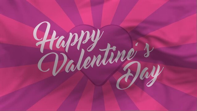 Happy Valentine's day Flag Waving Animation