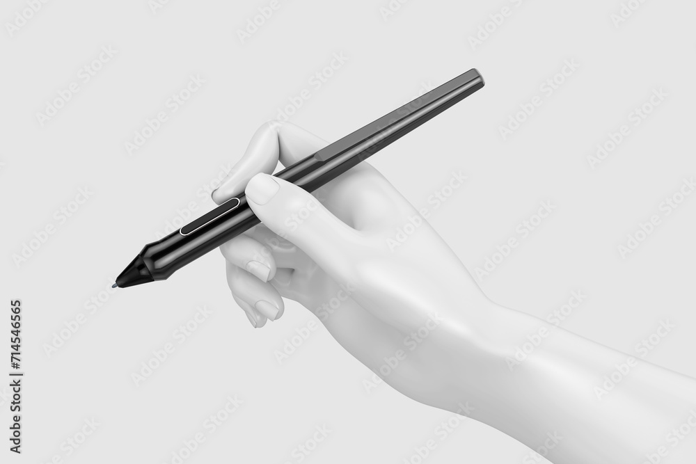 Leinwandbilder digital graphics drawing tablet monitor pen in abstract white hand. 3d rendering