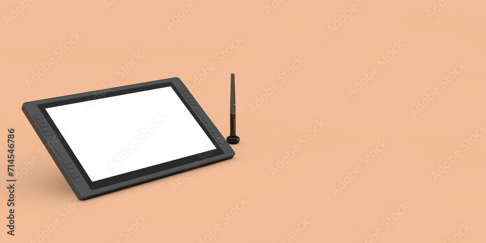 Leinwandbilder big size of digital graphics drawing tablet monitor with pen and blank screen for your design. 3d re