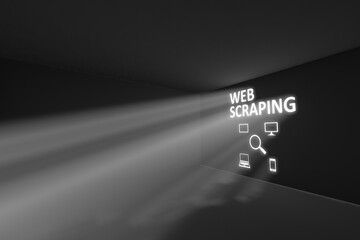 WEB SCRAPING rays volume light concept 3d illustration - obrazy, fototapety, plakaty