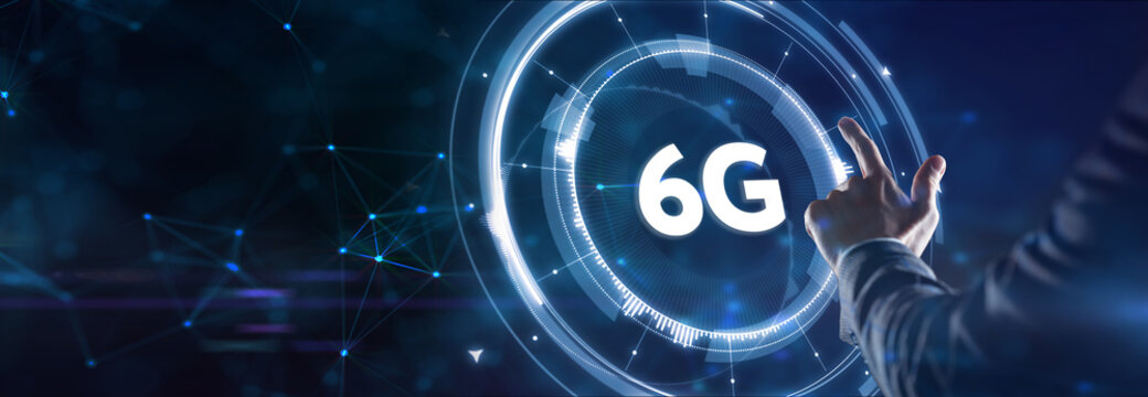 The concept of 6G network, high-speed mobile Internet, new generation networks. Business, modern technology, internet and networking concept.
