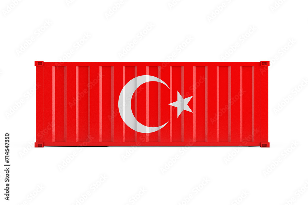 Poster Turkey Export Concept. Shipping Container with Turkey Flag. 3d Rendering